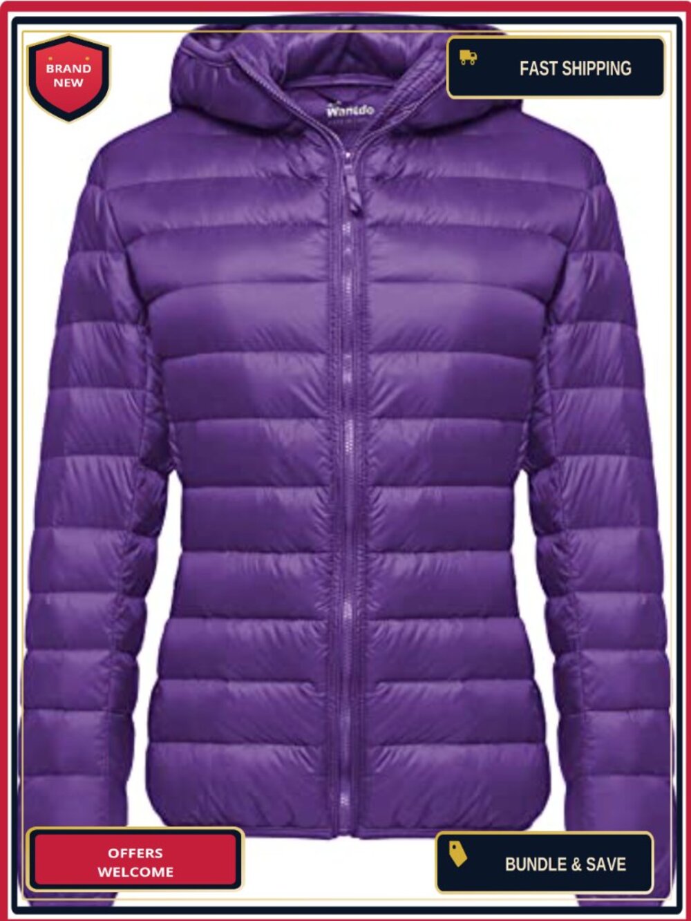Women's Packable Puffer Jacket Hooded Down Coat Lightweight Travel